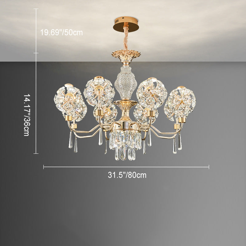 Elegant Modern Iron and Crystal LED Chandelier for Living Room