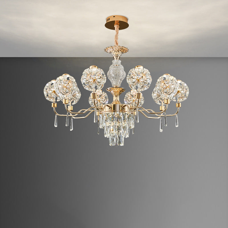 Elegant Modern Iron and Crystal LED Chandelier for Living Room