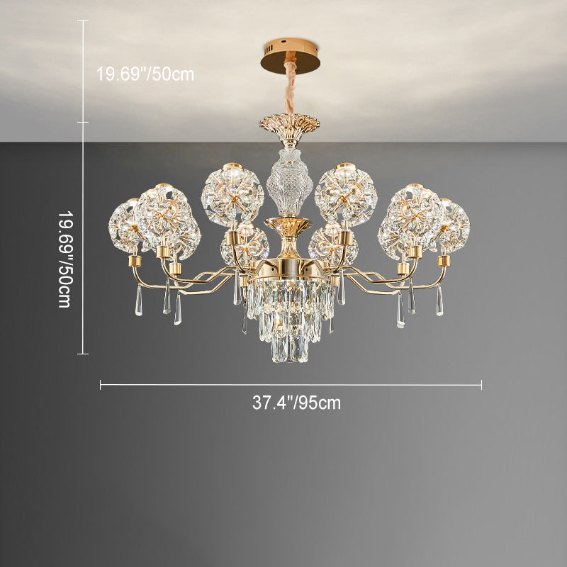Elegant Modern Iron and Crystal LED Chandelier for Living Room