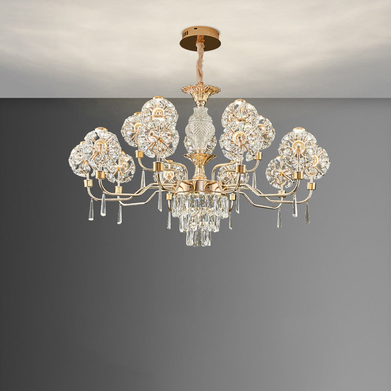 Elegant Modern Iron and Crystal LED Chandelier for Living Room