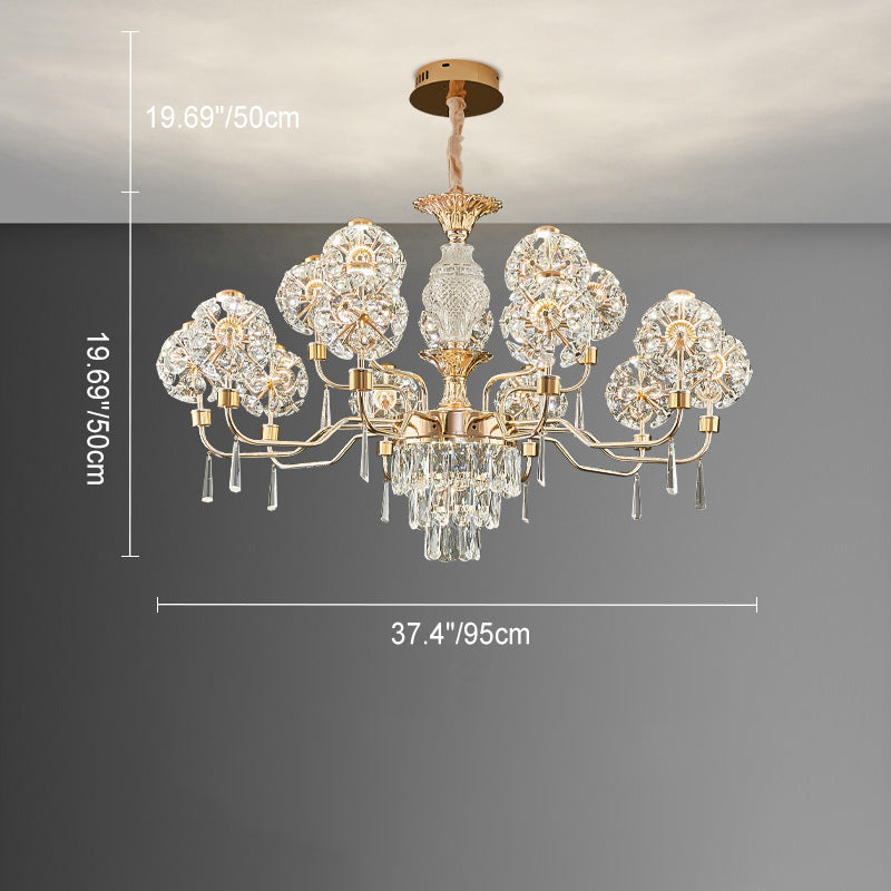 Elegant Modern Iron and Crystal LED Chandelier for Living Room