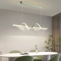 Modern Black Iron Acrylic LED Wave Strip Chandelier for Dining Room