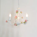 Elegant White Ceramic and Iron Rose Branch Candlestick Chandeliers for Living Room