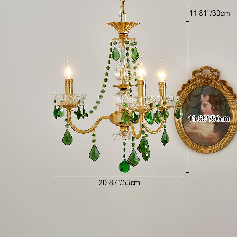 Elegant French Copper Crystal Glass Chandeliers for Living Room 3/6/8 Light