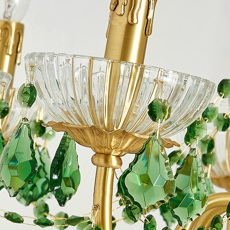 Elegant French Copper Crystal Glass Chandeliers for Living Room 3/6/8 Light
