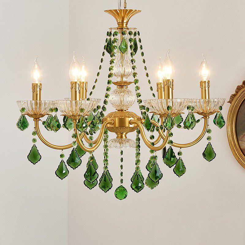 Elegant French Copper Crystal Glass Chandeliers for Living Room 3/6/8 Light