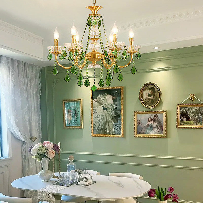 Elegant French Copper Crystal Glass Chandeliers for Living Room 3/6/8 Light