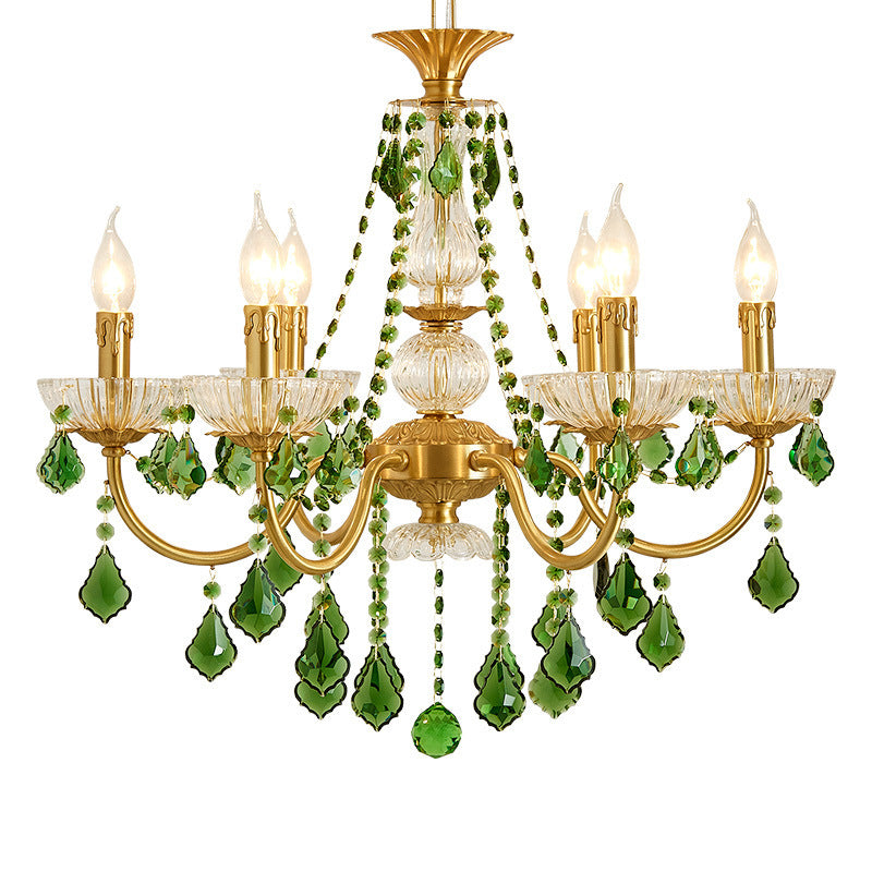 Elegant French Copper Crystal Glass Chandeliers for Living Room 3/6/8 Light