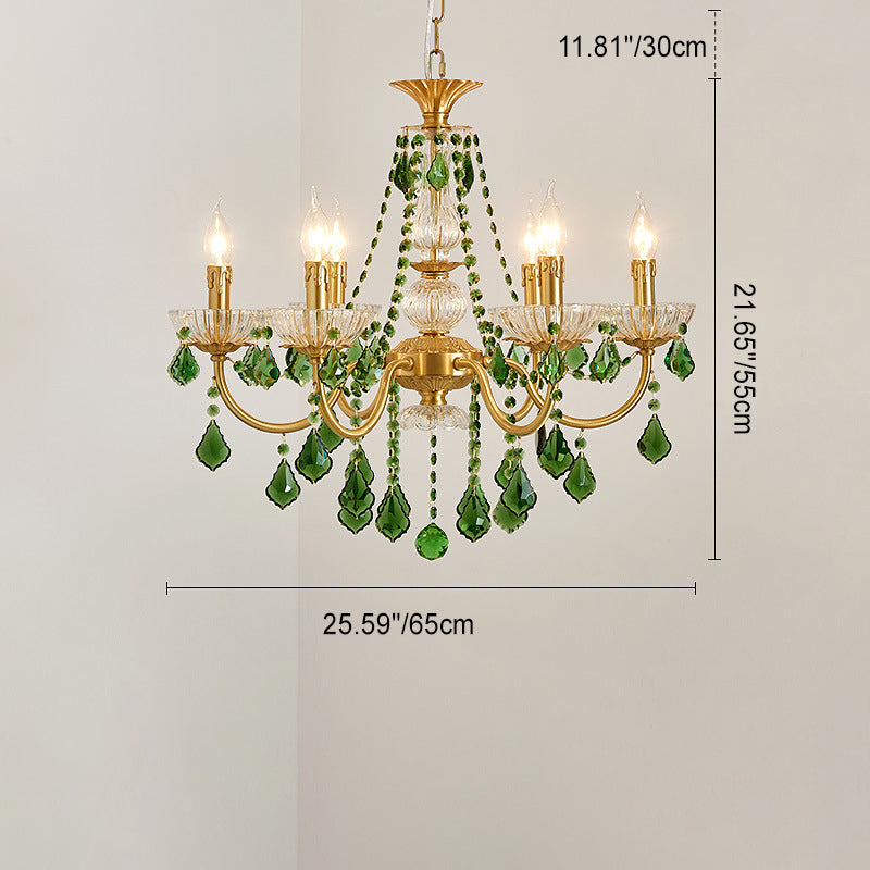 Elegant French Copper Crystal Glass Chandeliers for Living Room 3/6/8 Light