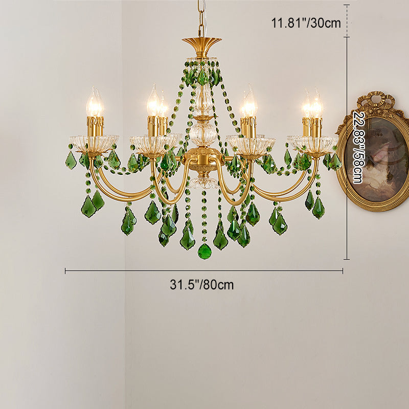 Elegant French Copper Crystal Glass Chandeliers for Living Room 3/6/8 Light