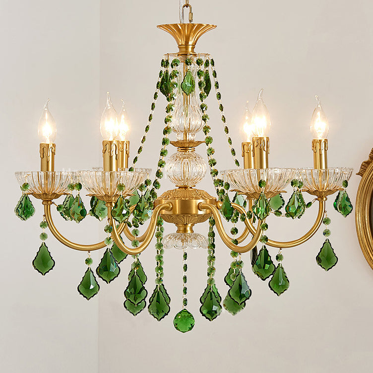 Elegant French Copper Crystal Glass Chandeliers for Living Room 3/6/8 Light