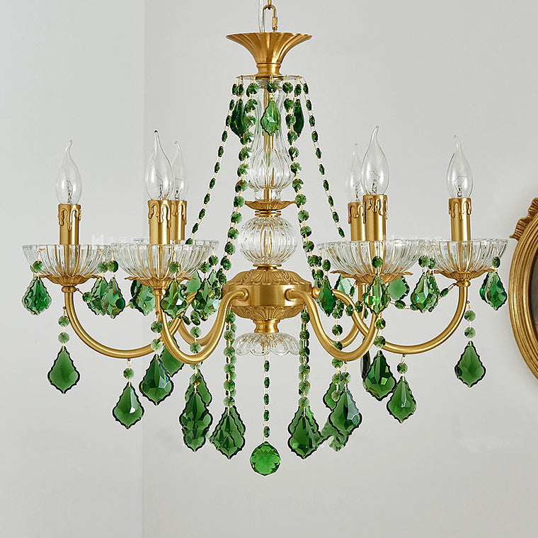 Elegant French Copper Crystal Glass Chandeliers for Living Room 3/6/8 Light