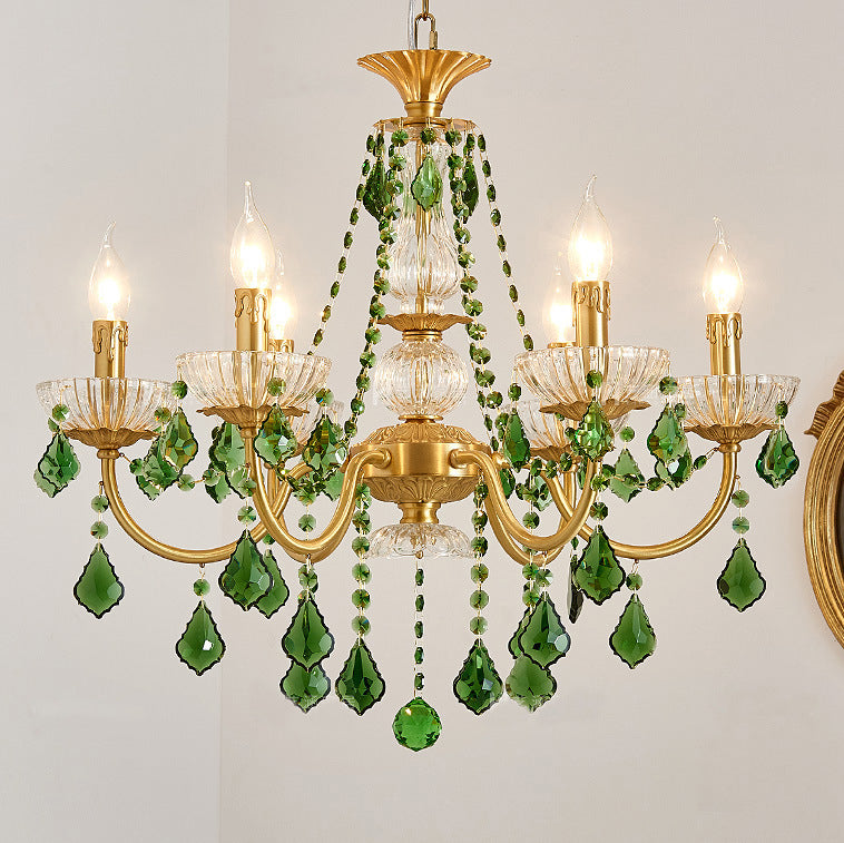 Elegant French Copper Crystal Glass Chandeliers for Living Room 3/6/8 Light