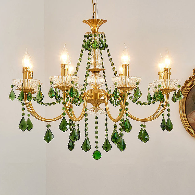 Elegant French Copper Crystal Glass Chandeliers for Living Room 3/6/8 Light