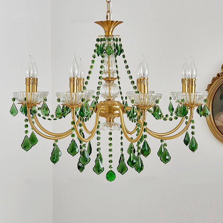 Elegant French Copper Crystal Glass Chandeliers for Living Room 3/6/8 Light