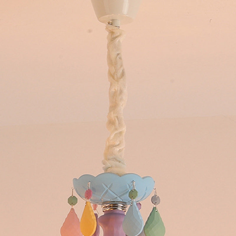 Colorful Modern Art Deco Stainless Steel & Glass Chandeliers for Kids' Bedrooms