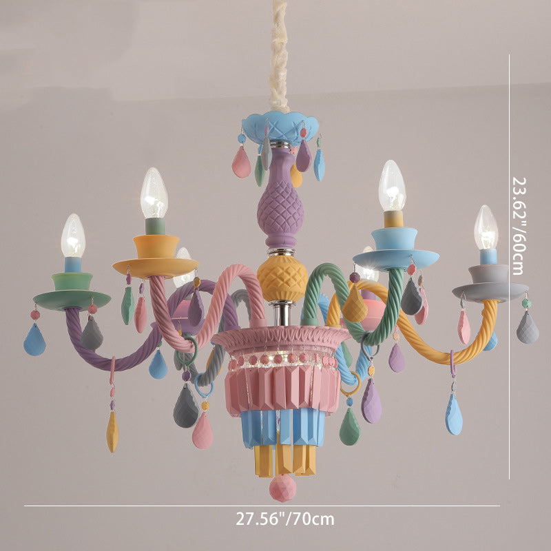Colorful Modern Art Deco Stainless Steel & Glass Chandeliers for Kids' Bedrooms