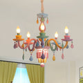Colorful Modern Art Deco Stainless Steel & Glass Chandeliers for Kids' Bedrooms