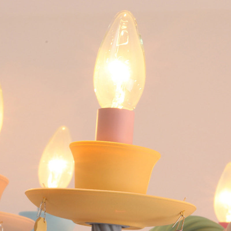 Colorful Modern Art Deco Stainless Steel & Glass Chandeliers for Kids' Bedrooms