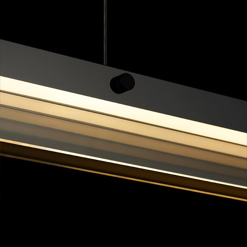 Modern Copper and Acrylic LED Rectangular Chandelier for Dining Room