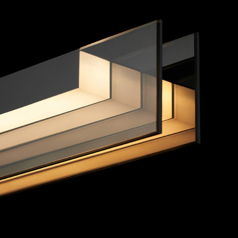 Modern Copper and Acrylic LED Rectangular Chandelier for Dining Room