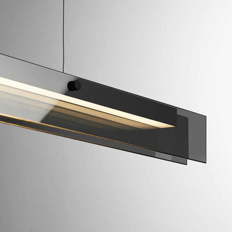 Modern Copper and Acrylic LED Rectangular Chandelier for Dining Room