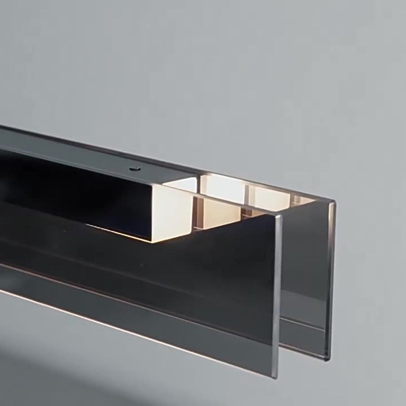 Modern Copper and Acrylic LED Rectangular Chandelier for Dining Room