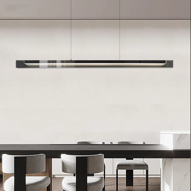 Modern Copper and Acrylic LED Rectangular Chandelier for Dining Room