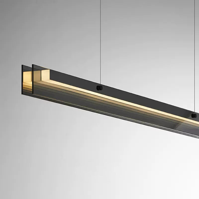 Modern Copper and Acrylic LED Rectangular Chandelier for Dining Room