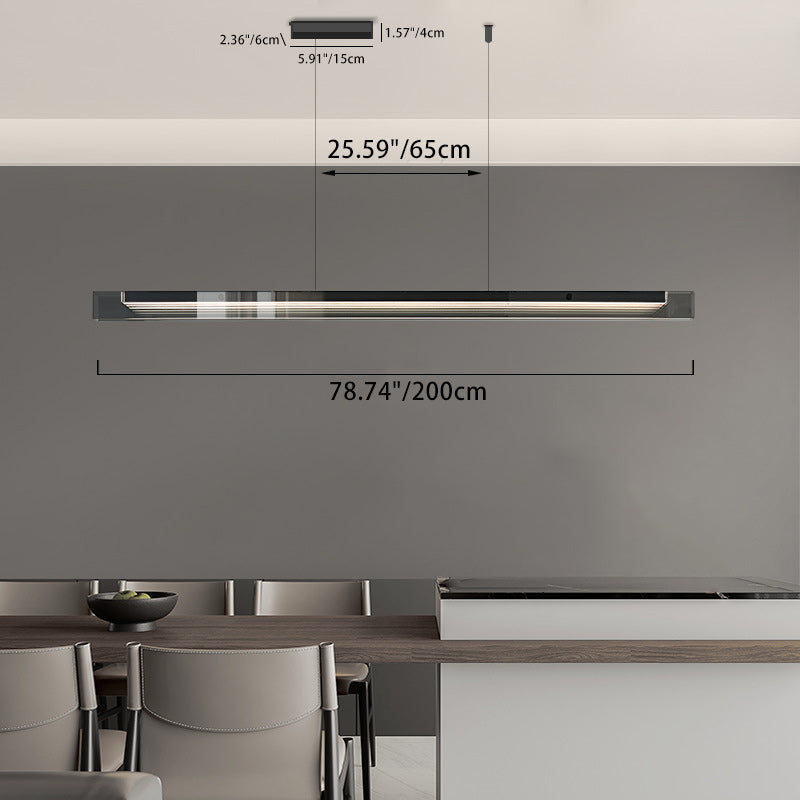 Modern Copper and Acrylic LED Rectangular Chandelier for Dining Room