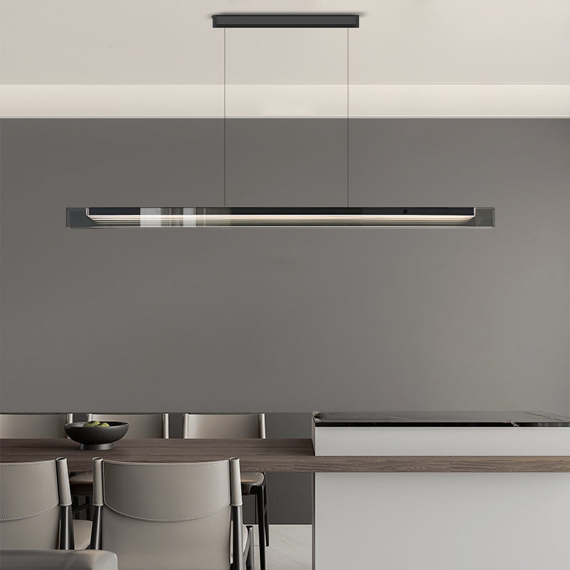 Modern Copper and Acrylic LED Rectangular Chandelier for Dining Room