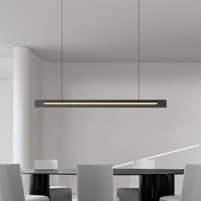 Modern Copper and Acrylic LED Rectangular Chandelier for Dining Room
