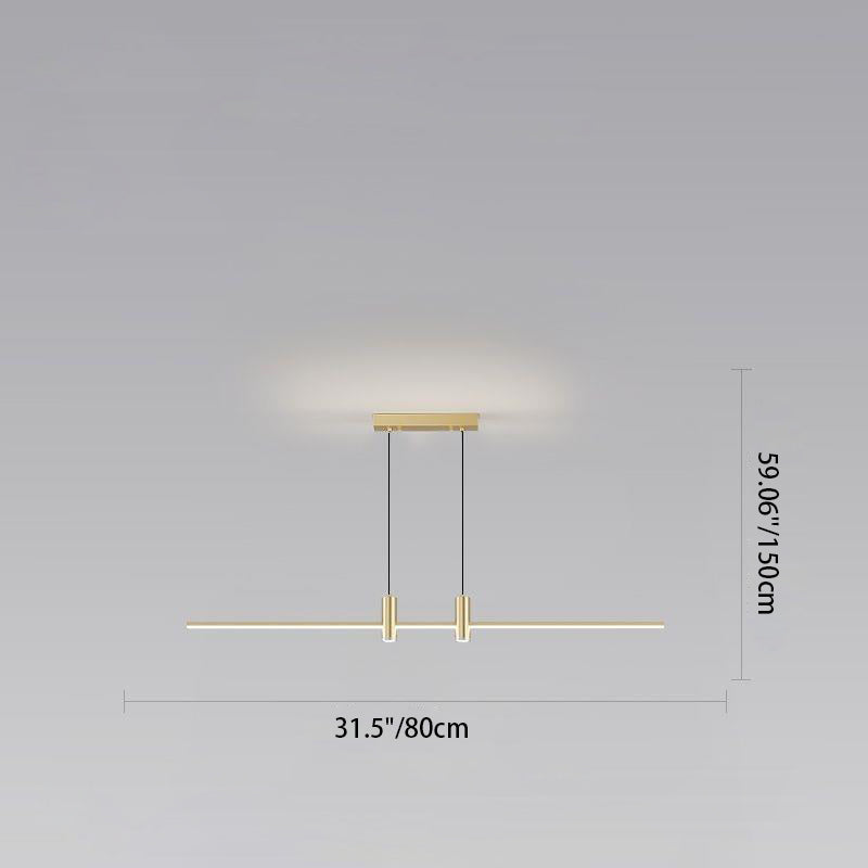 Sleek Minimalist Black Iron & Aluminum LED Island Chandelier for Dining Room