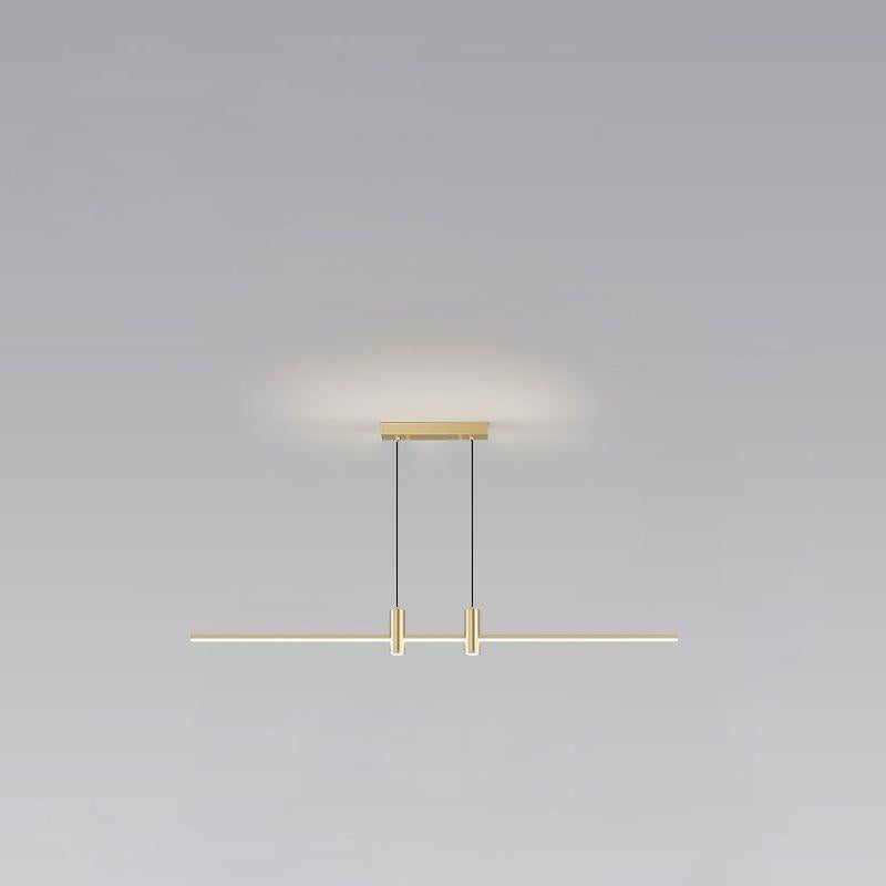 Sleek Minimalist Black Iron & Aluminum LED Island Chandelier for Dining Room
