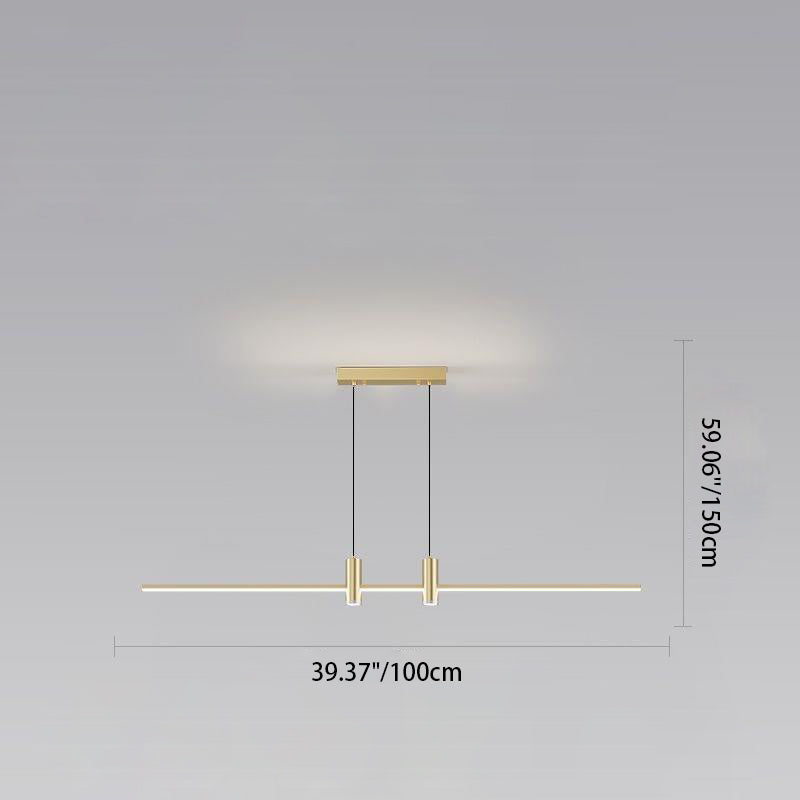 Sleek Minimalist Black Iron & Aluminum LED Island Chandelier for Dining Room