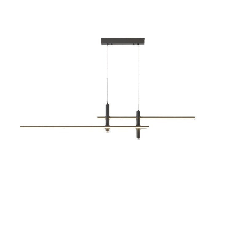 Sleek Minimalist Black Iron & Aluminum LED Island Chandelier for Dining Room