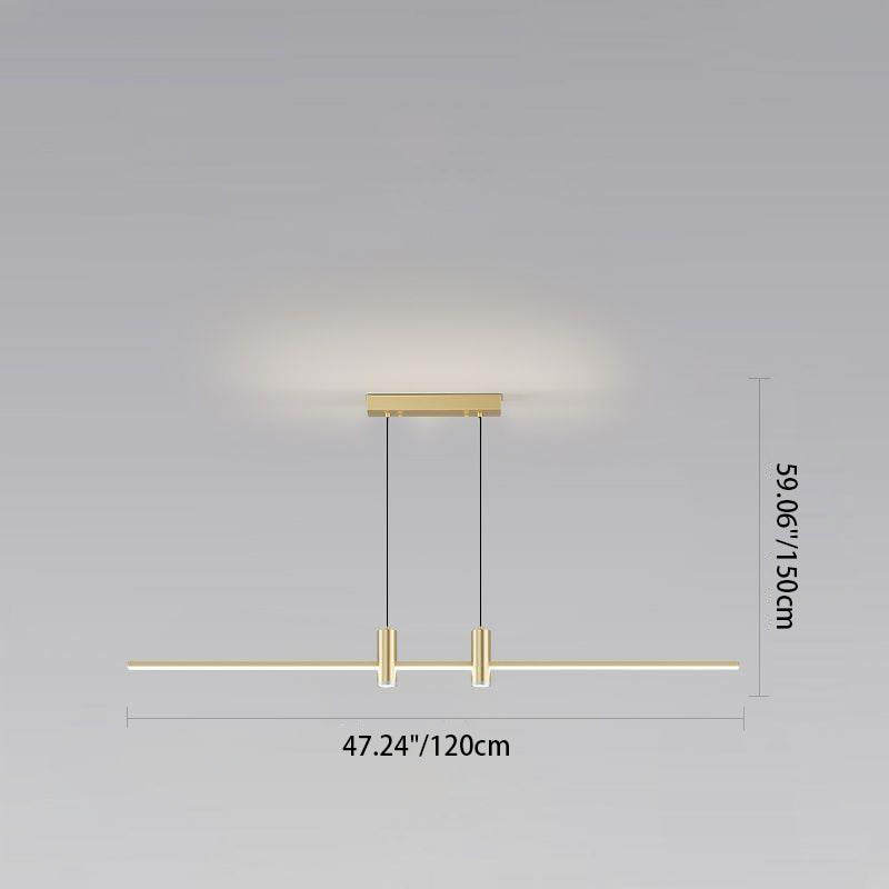 Sleek Minimalist Black Iron & Aluminum LED Island Chandelier for Dining Room