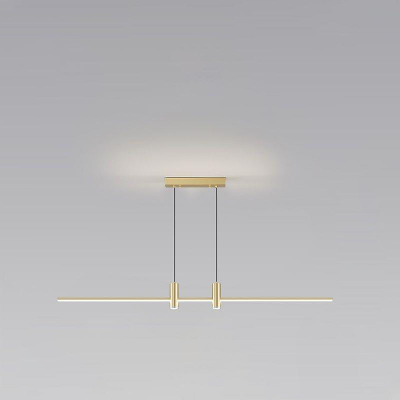 Sleek Minimalist Black Iron & Aluminum LED Island Chandelier for Dining Room
