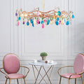 Art Deco Sliced Agate & Iron 6/8 Light Chandelier for Living Room