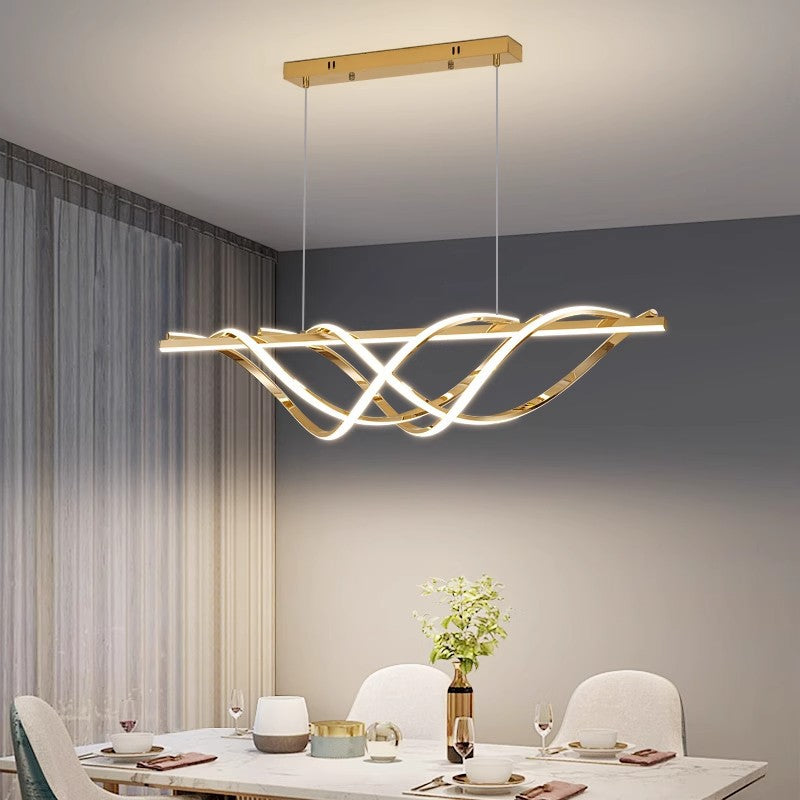 Art Deco Geometric Aluminum LED Chandelier for Modern Dining Room