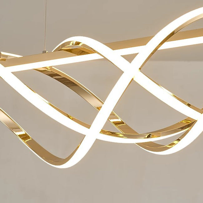 Art Deco Geometric Aluminum LED Chandelier for Modern Dining Room