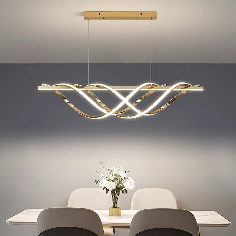 Art Deco Geometric Aluminum LED Chandelier for Modern Dining Room