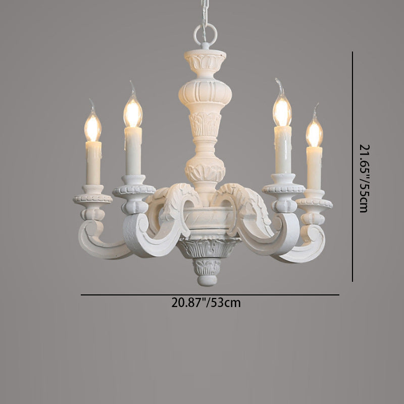 Rustic Vintage Wood Candle Pillar Chandelier Light for Living Room Decor