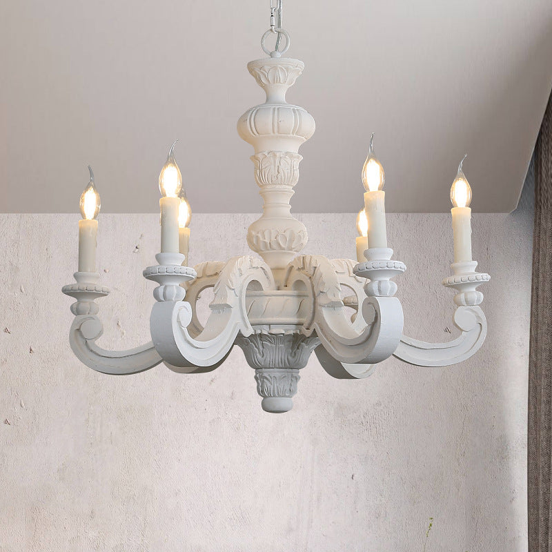 Rustic Vintage Wood Candle Pillar Chandelier Light for Living Room Decor