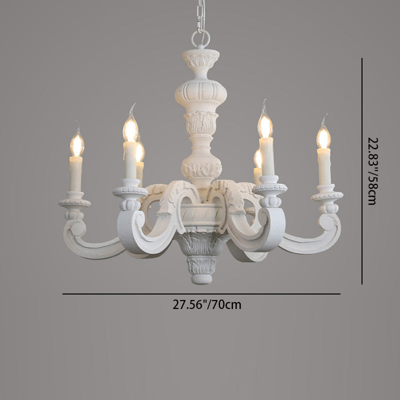 Rustic Vintage Wood Candle Pillar Chandelier Light for Living Room Decor