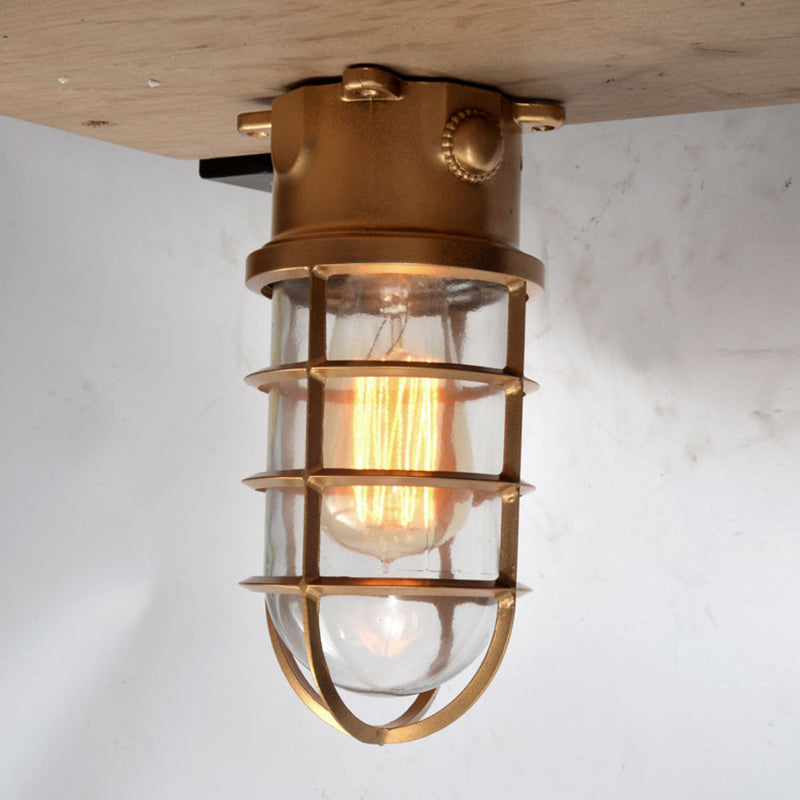 Stylish Industrial Waterproof Aluminum Glass Semi-Flush Ceiling Light for Outdoor Patio