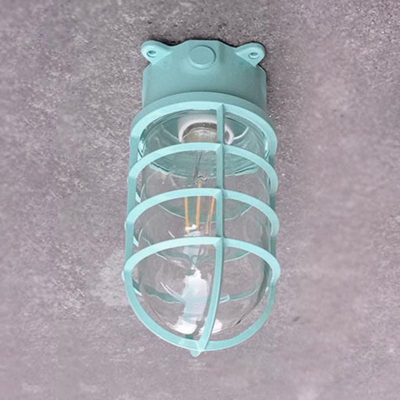 Stylish Industrial Waterproof Aluminum Glass Semi-Flush Ceiling Light for Outdoor Patio