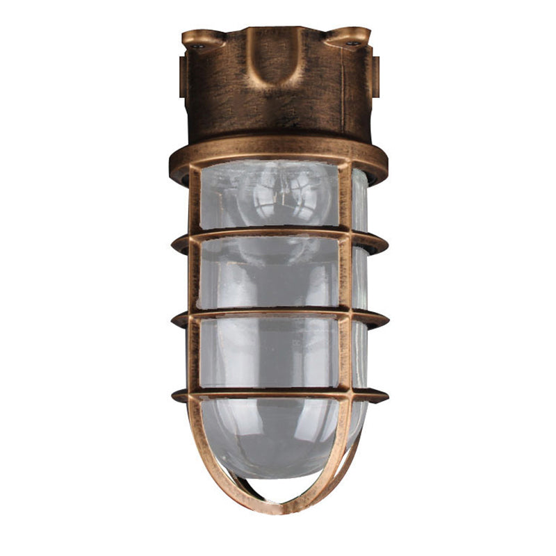 Stylish Industrial Waterproof Aluminum Glass Semi-Flush Ceiling Light for Outdoor Patio