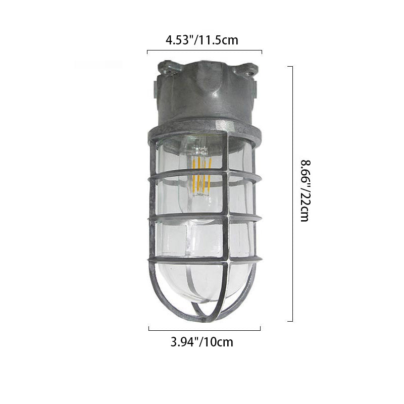 Stylish Industrial Waterproof Aluminum Glass Semi-Flush Ceiling Light for Outdoor Patio