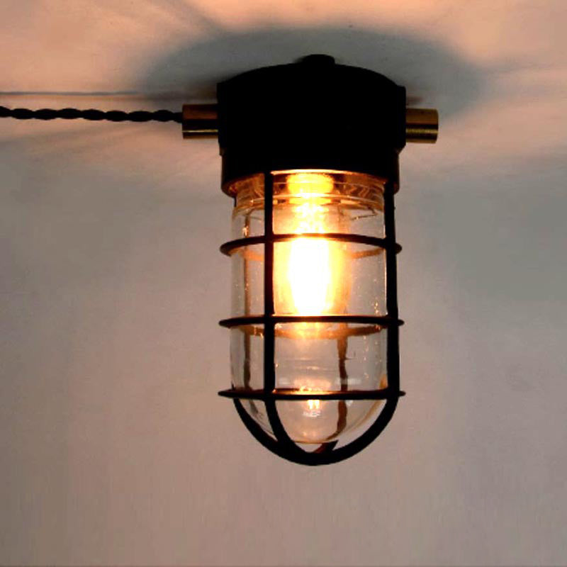 Stylish Industrial Waterproof Aluminum Glass Semi-Flush Ceiling Light for Outdoor Patio
